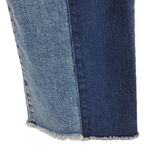 True Religion Stovepipe Patchwork Raw Hem Cropped Jeans Size 27 Boho Colorblock - Picture 6 of 12